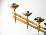 Antique Brass Menorah Adjustable Seven Arm Temple Candlestick Candle Holder