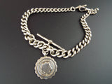 Antique English Sterling Silver Double Albert Watch Chain 14"