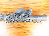 Vintage African Figural Bronze Sculpture Pipe Bronze Chameleon Cameroon Bamoun