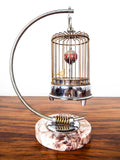 Vintage 1950s Bird Cage Mechanical Wind Up Clock w Rotating Bird Occupied Japan