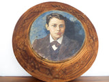 Antique Signed Oil on Wood Portrait Painting