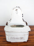 Antique French White Enamel Match Safe Holder