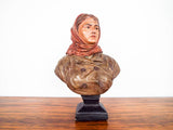 Antique Signed Joseph Le Guluche Female Bust Terra Cotta Sculpture Woman Statue