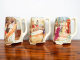 Antique Ceramic Mugs & Beer Pitcher Roman Religious Scenes