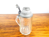 Antique German Cut Glass Pewter Lidded Stein