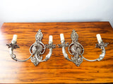 Antique Pair Of Victorian Double Art Nouveau Decorative Wall Sconces