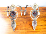 Antique Pair Of Victorian Double Art Nouveau Decorative Wall Sconces