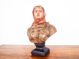 Antique Signed Joseph Le Guluche Female Bust Terra Cotta Sculpture Woman Statue