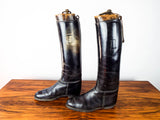 Antique Victorian English Leather Military Riding Boots W Original Wooden Trees