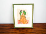 Vintage Watercolor Painting of Elegant Lady