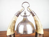 Antique 1880s Victorian Dinner Bell Cow Horn Silver Plated Bell Old Table Gong