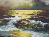 Vintage Signed Seascape Oil on Canvas Painting