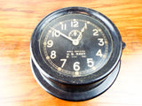 Vintage WW2 Chelsea Mark I Deck Clock Bakelite US Navy Black Face 1943 Mounted