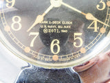 Vintage WW2 Seth Thomas Mark I Deck Clock Brass Nickel Plated US Navy 1940