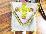 Vintage Western American Plains Indian Beaded Bag Satchel Small Purse 1970s