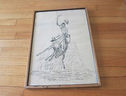 Realism Pen Drawings of Cowboy & Horse by Robert Farber - Yesteryear Essentials
 - 1