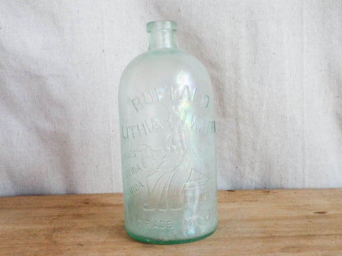 Antique 1800s Buffalo Water Lithia Glass Bottle ~ Edward H Everett