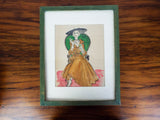 Vintage Watercolor Painting of Elegant Lady