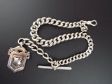 Antique English Sterling Silver Double Albert Watch Chain 12"