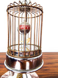 Vintage 1950s Bird Cage Mechanical Wind Up Clock w Rotating Bird Occupied Japan