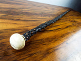 Antique 19th C Blackthorn Walking Cane With Bone Handle