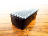 Antique 19th C Lacquered Wood Tobacco Snuff Pill Box Miniature Silver Inlaid Box