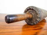 Antique Primitive Wood & Leather Rolling Pin