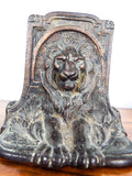 Vintage Pair of Figural Lion Bookends 1920s Metal Lions Cat Statue Book Ends