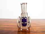 1920s Metal Chariot and Swizzle Stick Set