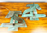 Original Pair Of Brutalist Copper Art Wall Sconces