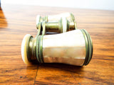 Antique French Mother Of Pearl Marchand Opera Glasses Binoculars Paris w/ Case