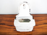 Antique French White Enamel Match Safe Holder