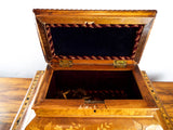 Antique 19th C Tramp Art Jewelry Box Inlaid Three Tiered Trinket Casket 1880s