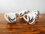 Vintage Whimsical Tom Hatton Zebra Ceramic 25 Set Demitasse Coffee 1980s Pottery