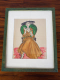 Vintage Watercolor Painting of Elegant Lady