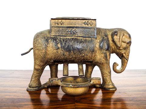 Vintage Cast Iron Elephant Figural Cigarette Roller 1920s Tobacciana Dispenser