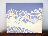 Mountain Abstract Art Ellin James 1970s Lilac Snowcapped Mountain California Art