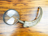 Antique Victorian Rams Horn Magnifying Glass Brass Magnifier Desk Accessory FDG