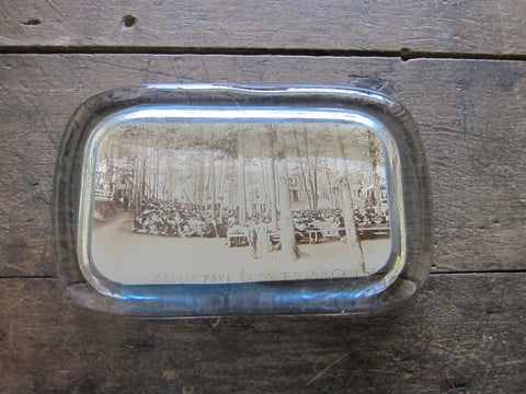 Antique Photo Glass Paperweight Tourist Gift