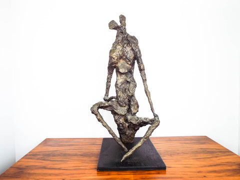 Vintage Gerard Koch Abstract Seated Bronze Sculpture German French Sculptor 1961