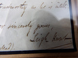 Original 1834 English Romantics Poet Leigh Hunt Hand Written Letter & Portrait