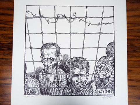 Vintage Signed Ron Cobb Print Ltd Ed Underground Free Press Cartoon Prisoners