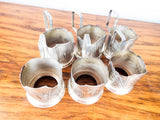 Vintage Set Of 6 Russian Silver Plated Glass Cup Holders USSR Soviet Space Era