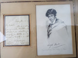 Original 1834 English Romantics Poet Leigh Hunt Hand Written Letter & Portrait