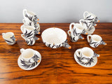 Vintage Whimsical Tom Hatton Zebra Ceramic 25 Set Demitasse Coffee 1980s Pottery