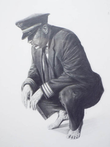 Original Aviation Pilot Realism Pencil Drawing Painting Seamus Conley Framed Art