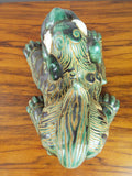 Vintage Glazed Terracotta Foo Dog Chinese Temple Guardian Dog Signed Pottery