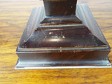 Antique British Arts & Crafts Wooden Candlesticks Brass Trim 1900 Square Gothic