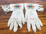 Antique Native American Star Beaded Fringe Hide Gauntlets