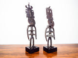 Vintage Patinated Bronze African Sculptures